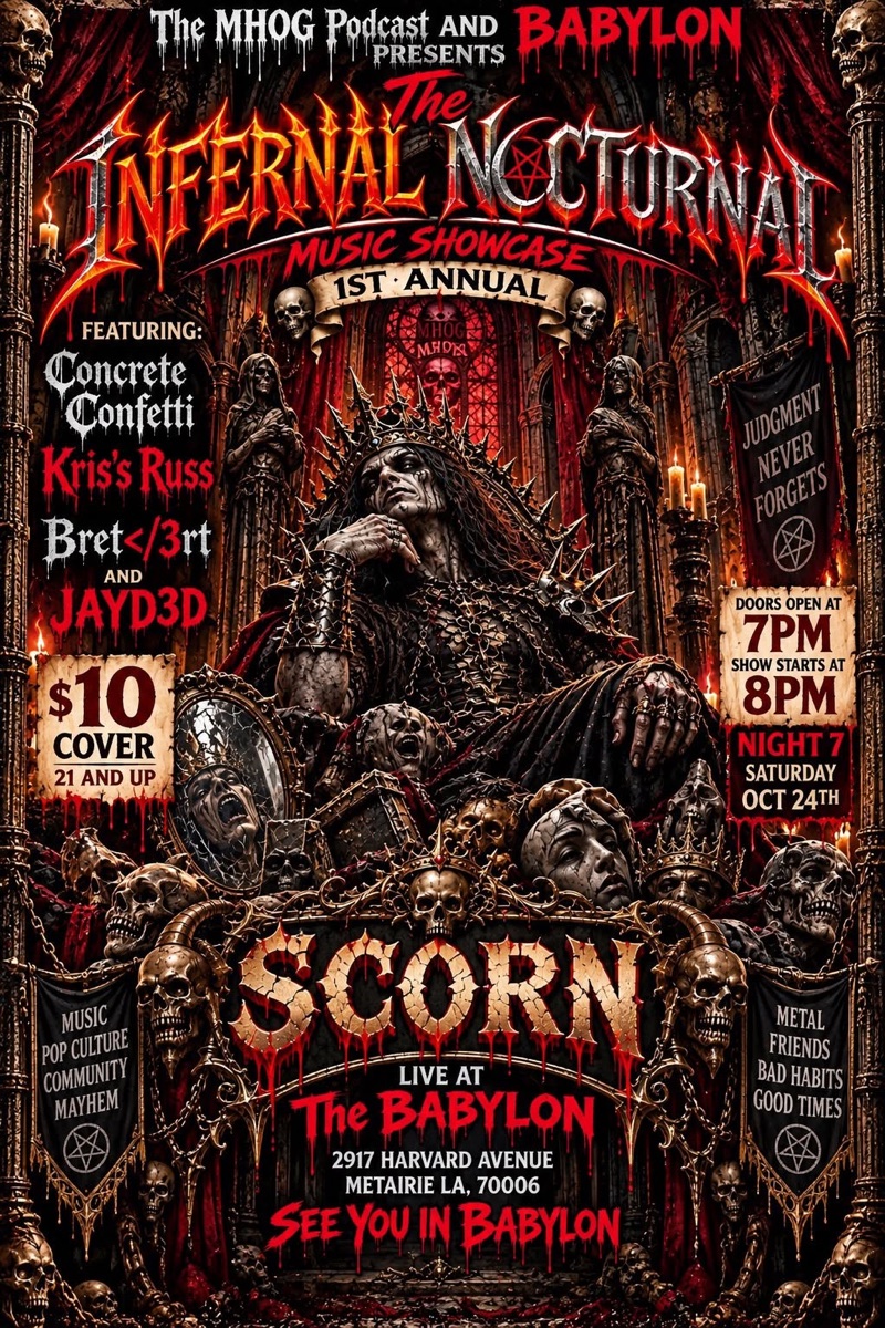 The Infernal Nocturnal, Night 8: Concrete Confetti, Kris Russ, Bret</3rt & JAYD3D flyer