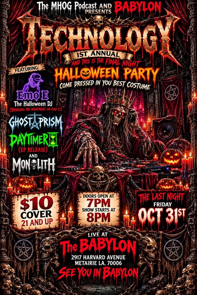The Infernal Nocturnal, Final Night: EMO E, Ghost Prism, Daytimer & Monolith flyer